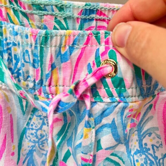 Lilly Pulitzer Women's XL Multicolor Linen Pants With‎ Drawstring & Pockets - Picture 2 of 6